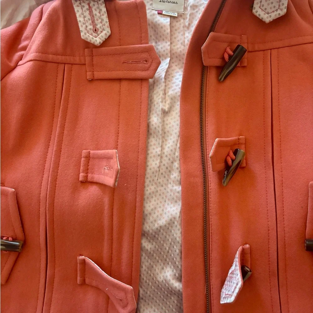 NWOT Anthropologie Elevenses Coral Toggle Jacket Size 2